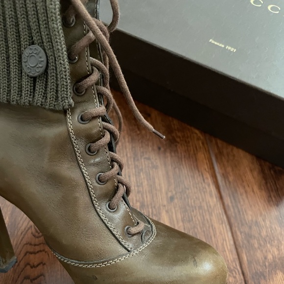 Gucci 2012 Brown Angeo Lace Up Heeled Bootie - Size 38 - Picture 5 of 16